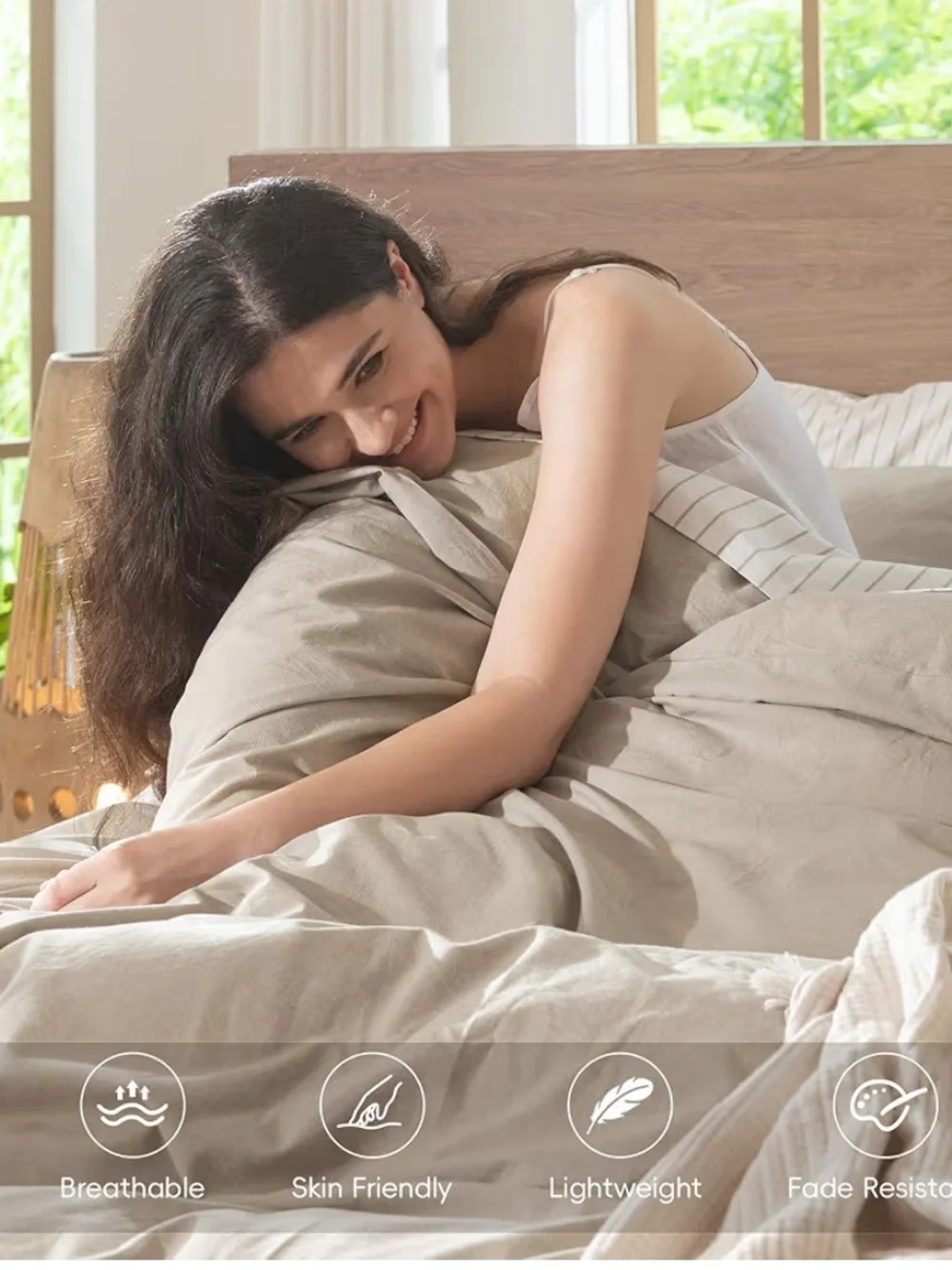 NEW MooMee Duvet Cover Set 100% Washed Cotton Linen like, Oversized Full